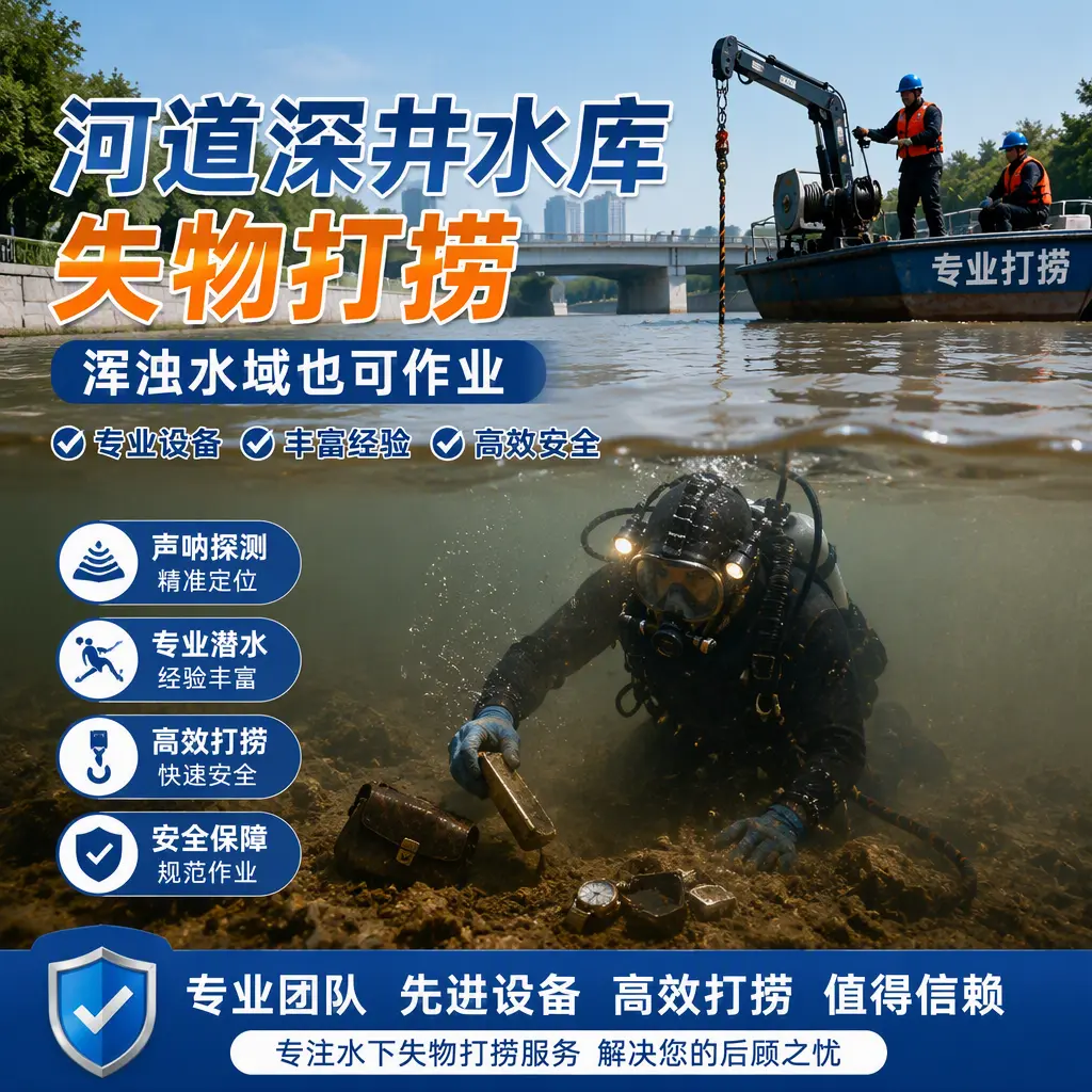 河道深井水库失物打捞，浑浊水域也可作业巴马